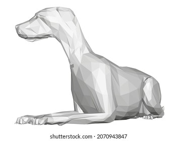 White lying dog model isolated on white background. 3D. Vector illustration