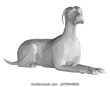 White lying dog model isolated on white background. 3D. Vector illustration