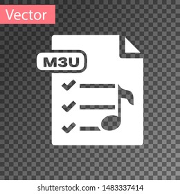 White M3U file document. Download m3u button icon isolated on transparent background. M3U file symbol.  Vector Illustration