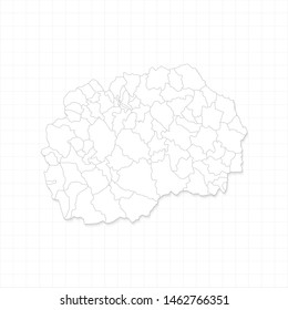 White Macedonia map and grid vector. Thin gray outline on white background. EPS10.