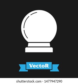 White Magic ball icon isolated on black background. Crystal ball.  Vector Illustration