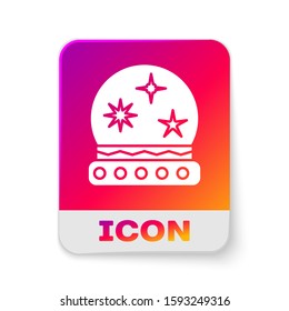 White Magic ball icon isolated on white background. Crystal ball. Rectangle color button. Vector Illustration