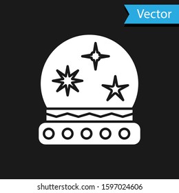 White Magic ball icon isolated on black background. Crystal ball.  Vector Illustration
