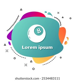 Bola mágica blanca de las predicciones para el icono de la toma de decisiones aislado en el fondo blanco. Bola de cristal. Anuncio Abstractas con Formas líquidas. Ilustración vectorial