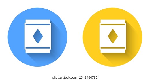 White Magic carpet icon isolated with long shadow background. Circle button. Vector