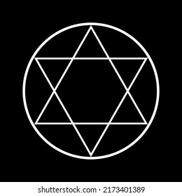 White magic circle with star of david flat vector icon design.