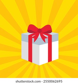 White magic gift box on colorful background