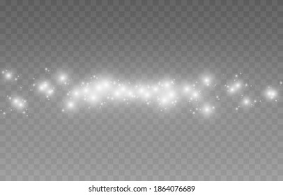 Luz mágica blanca, brillo mágico. Chispas, chispas, png. Explosión de chispas en un fondo aislado y transparente. La Navidad brilla.