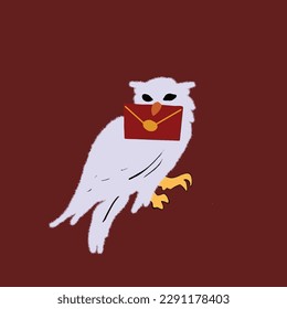 The white magic owl bit the red envelope illustration