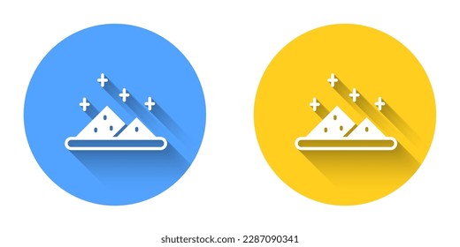 White Magic powder icon isolated with long shadow background. Circle button. Vector