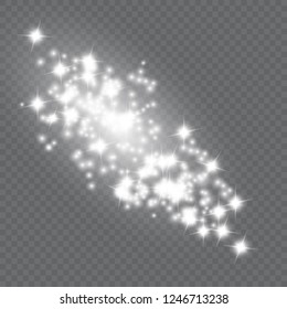 White magic sparks glitter. Vector sparkles on transparent background. Christmas abstract pattern. Sparkling  special light effect.