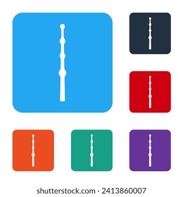 White Magic wand icon isolated on white background. Star shape magic accessory. Magical power. Set icons in color square buttons. Vector