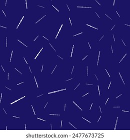 Icono de la varita mágica blanca aislado patrón sin fisuras sobre fondo azul. Accesorio mágico en forma de estrella. Poder mágico.  Vector