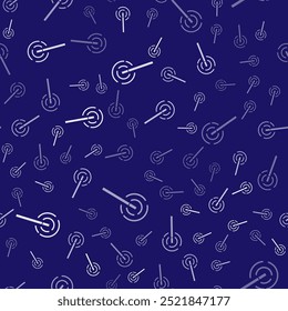 White Magic wand icon isolated seamless pattern on blue background. Star shape magic accessory. Magical power.  Vector