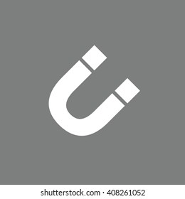White magnet vector icon. Gray background