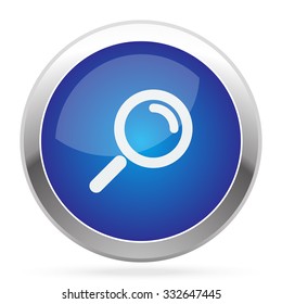White Magnifying Glass icon on blue web app button