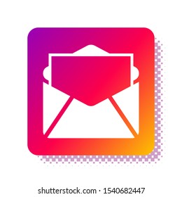 White Mail and e-mail icon isolated on white background. Envelope symbol e-mail. Email message sign. Square color button. Vector Illustration