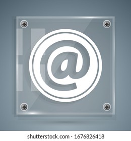 White Mail and e-mail icon isolated on grey background. Envelope symbol e-mail. Email message sign. Square glass panels. Vector Illustration