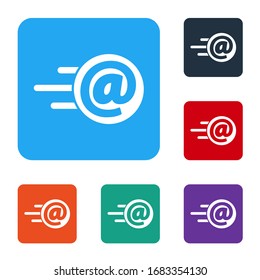 White Mail and e-mail icon isolated on white background. Envelope symbol e-mail. Email message sign. Set icons in color square buttons. Vector Illustration