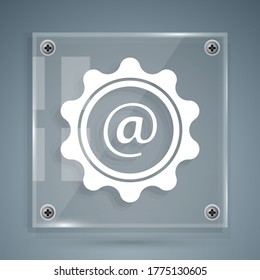 White Mail and e-mail icon isolated on grey background. Envelope symbol e-mail. Email message sign. Square glass panels. Vector Illustration