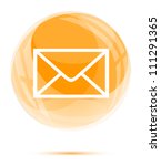 White mail icon in the orange glass sphere