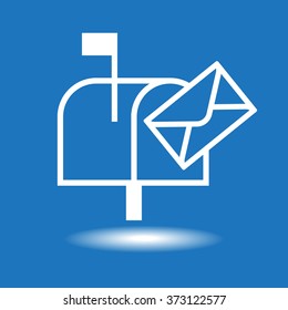 White Mailbox Icon On A Blue Background. The File Is Saved In The Version 10 EPS.