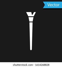 White Makeup brush icon isolated on black background.  Vector Illustration