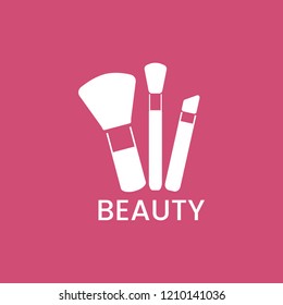 White Makeup Brushes Icon Cosmetic Vector