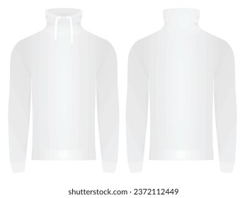 White male long neck t shirt. vector illustration
