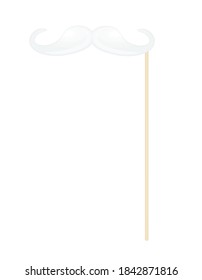 White male mustache on stick. vector