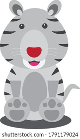 
a white male tiger was sitting and silent seeing something strange