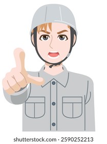 A white male worker pointing and checking