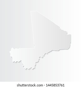 White Mali map-countries. Vector paper map of Mali on a gray background. Vector illustration.