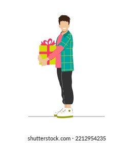 White man with a gift box in his hands