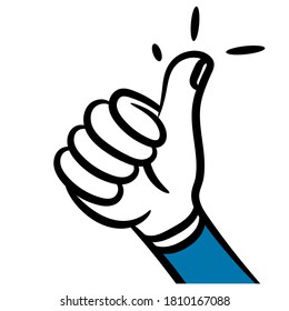 White man hand thumb up scene vector isolated on a white background