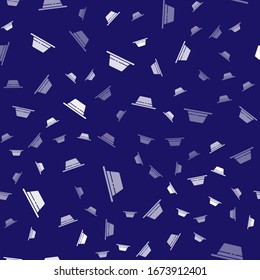 Weißer Hut mit Farbbandsymbol einzeln auf blauem Hintergrund. Vektorillustration-Illustration