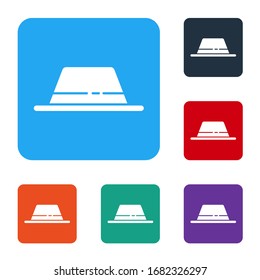 White Man hat with ribbon icon isolated on white background. Set icons in color square buttons. Vector Illustration