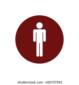 White man icon vector illustration. Red circle. Red button