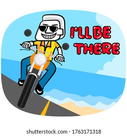 White man riding a motorcycle vector wallpaper background