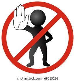 White MAN showing STOP with hand in a red stop circle. VECTOR