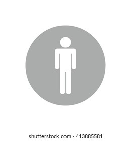 White man sign vector illustration. Gray circle. Gray button