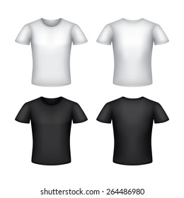 White man t-shirt template isolated on white photo-realistic vector illustration