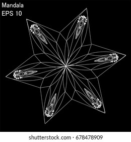 white mandala background black