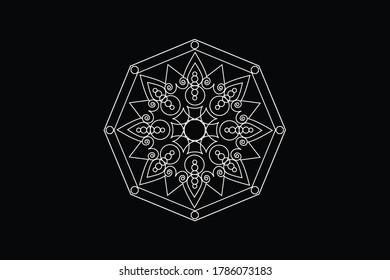 White Mandala with black background