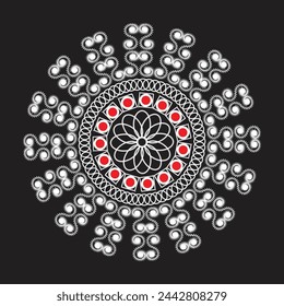  White  mandala, boho, ethnic patterns, t-shirt prints, coloring books for adults, yoga, meditation. Vector illustration of a stock isolated on a black background. Tattoo
background, Pattern Stencil D