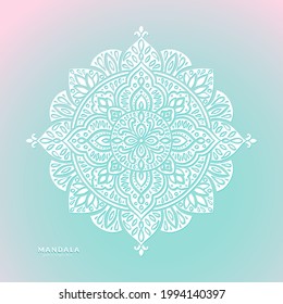 White mandala with gradient background. Vintage, paisley vector elements. Traditional, Ethnic, Turkish, Indian motifs. Great for fabric and textile, wallpaper, packaging or any desired idea.