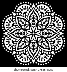 White mandala on black Pattern Stencil Doodles Sketch Good mood