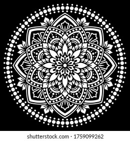 White mandala on black Pattern Stencil Doodles Sketch Good mood