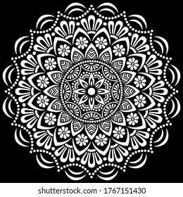 White mandala on black Pattern Stencil Doodles  Sketch Good mood