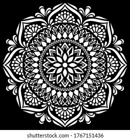 White mandala on black Pattern Stencil Doodles  Sketch Good mood
